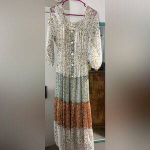 Floral Button-Down Dress with Long Sleeves